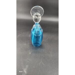 Handblown Heavy Blue Clear Glass Angel Hollow Inside